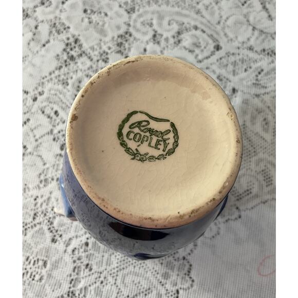 Beautiful Vintage Royal Copley Vase Cobalt Pink Green Marked - Picture 3 of 7